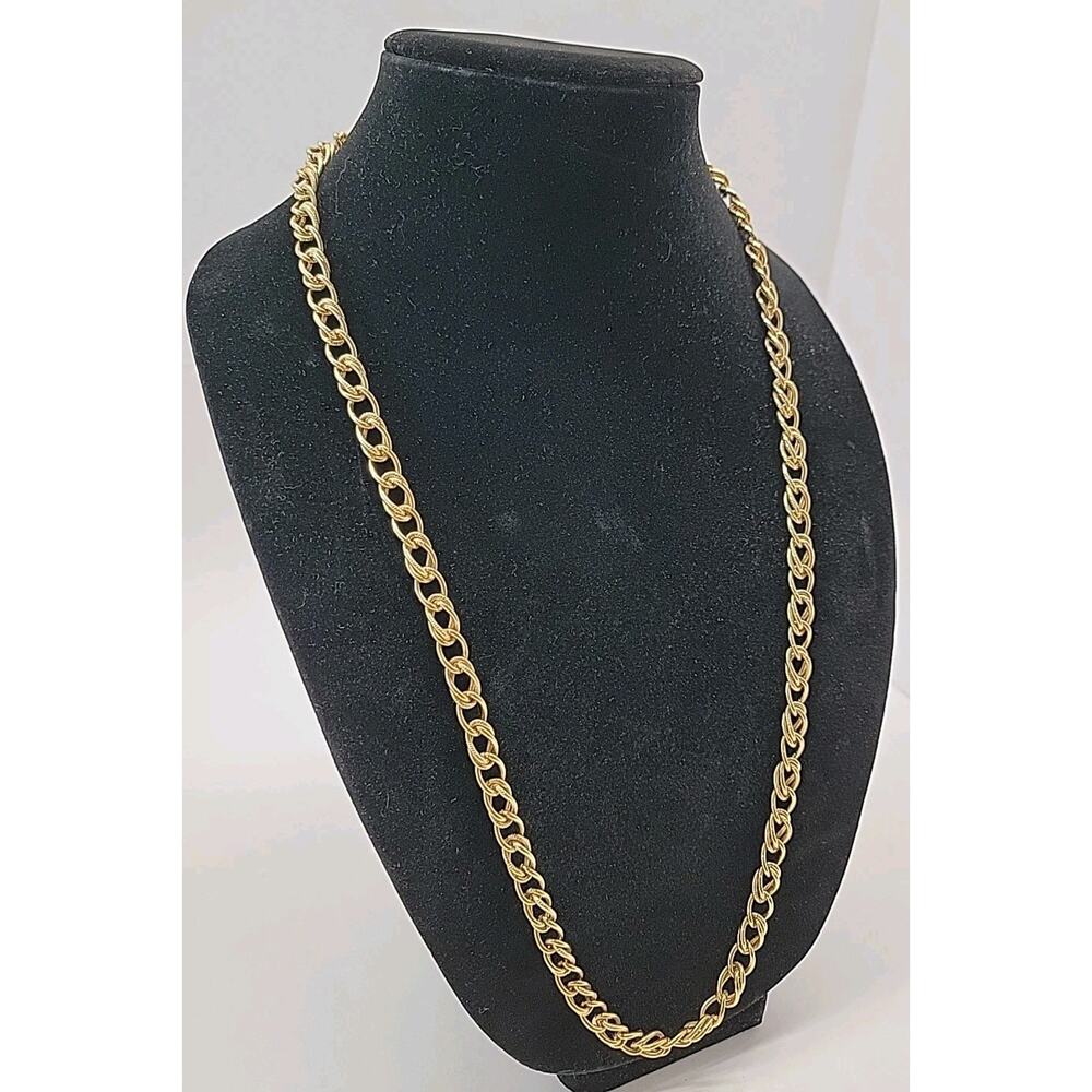 MONET Vintage Signed Gold Tone Rope Chain Necklace 30‎ Inches Unique HTF